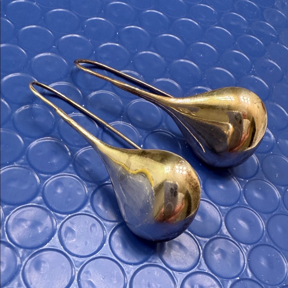 Sterling silver large tear drop vintage earrings